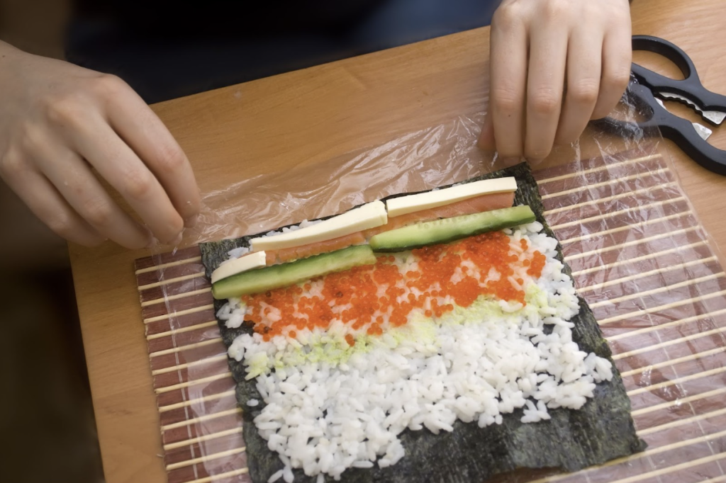 hand-rolled sushi